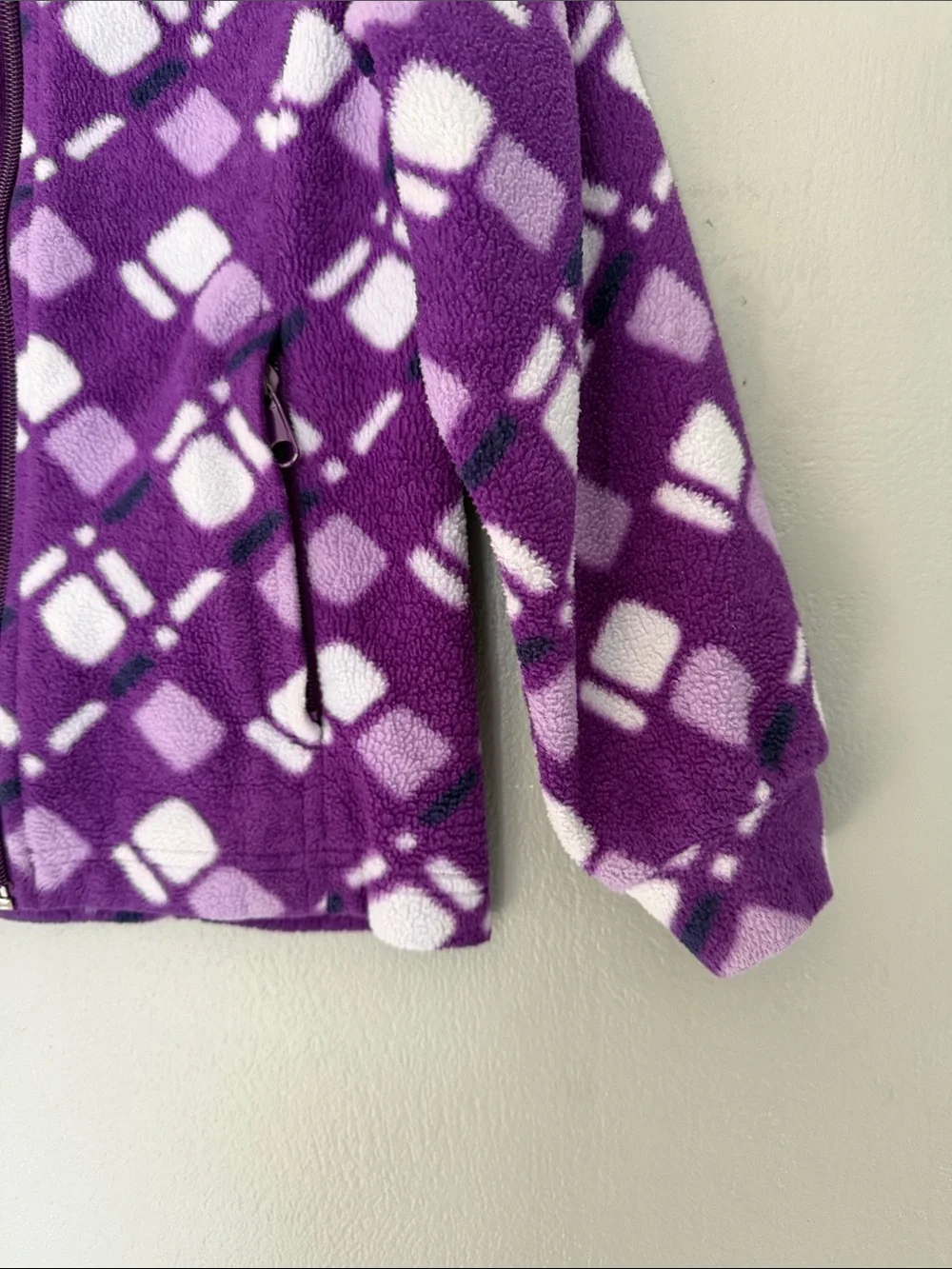 Columbia Girls Geometric Purple Patterned Full Zip Fleece Jacket Size 6
